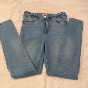 Skinny legged blue denim